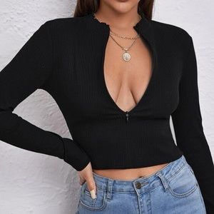 Half Zip up crop/waist length top